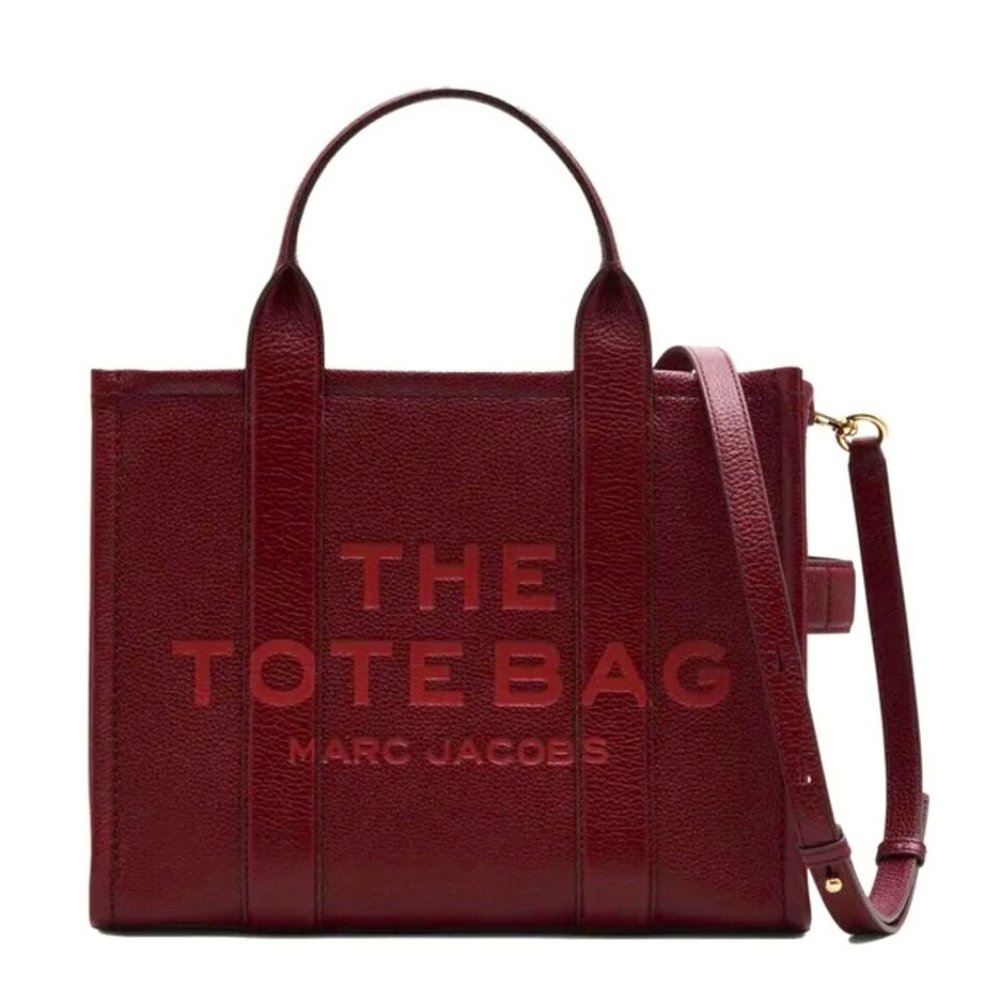 The Medium Leather Tote Bag - Cherry